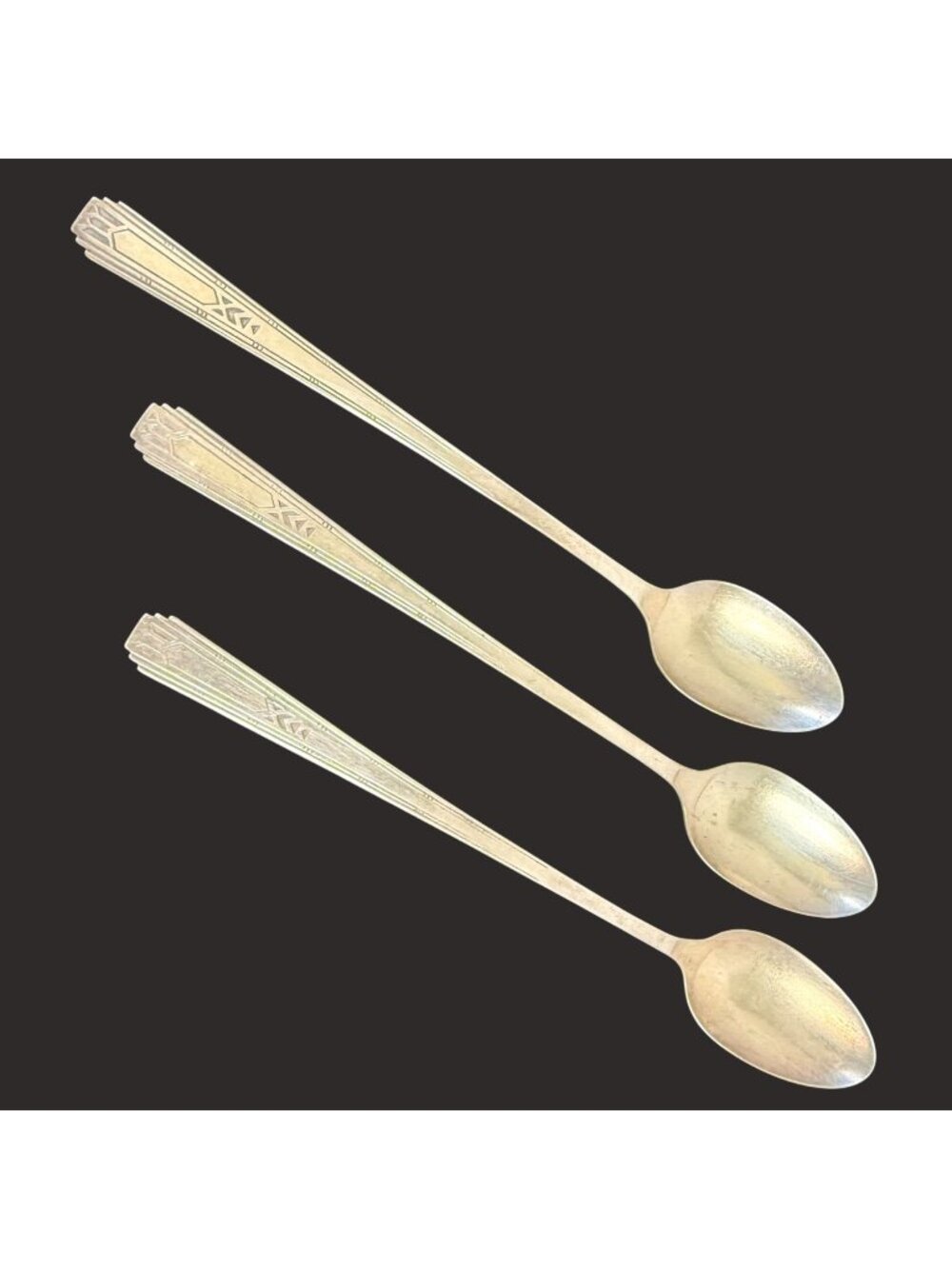 Set of 3 Vintage 1932 Oneida Friendship Medality Silverplate Iced Teaspoons